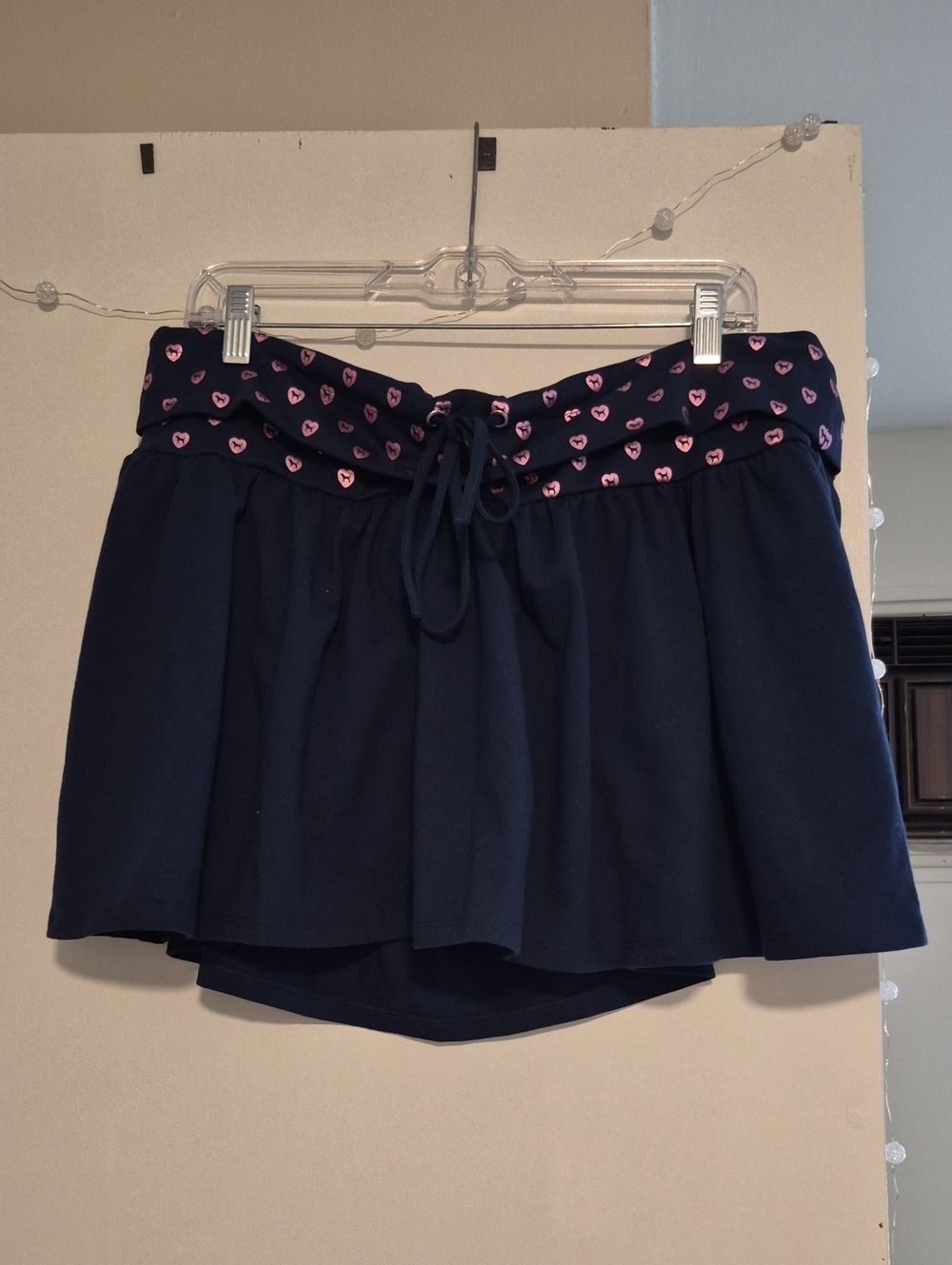 Navy Skort with Pink Heart Waistband